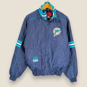 Ricky Williams Miami Dolphins Jacket Parka Men Medium Blue Nylon NFL Players INC